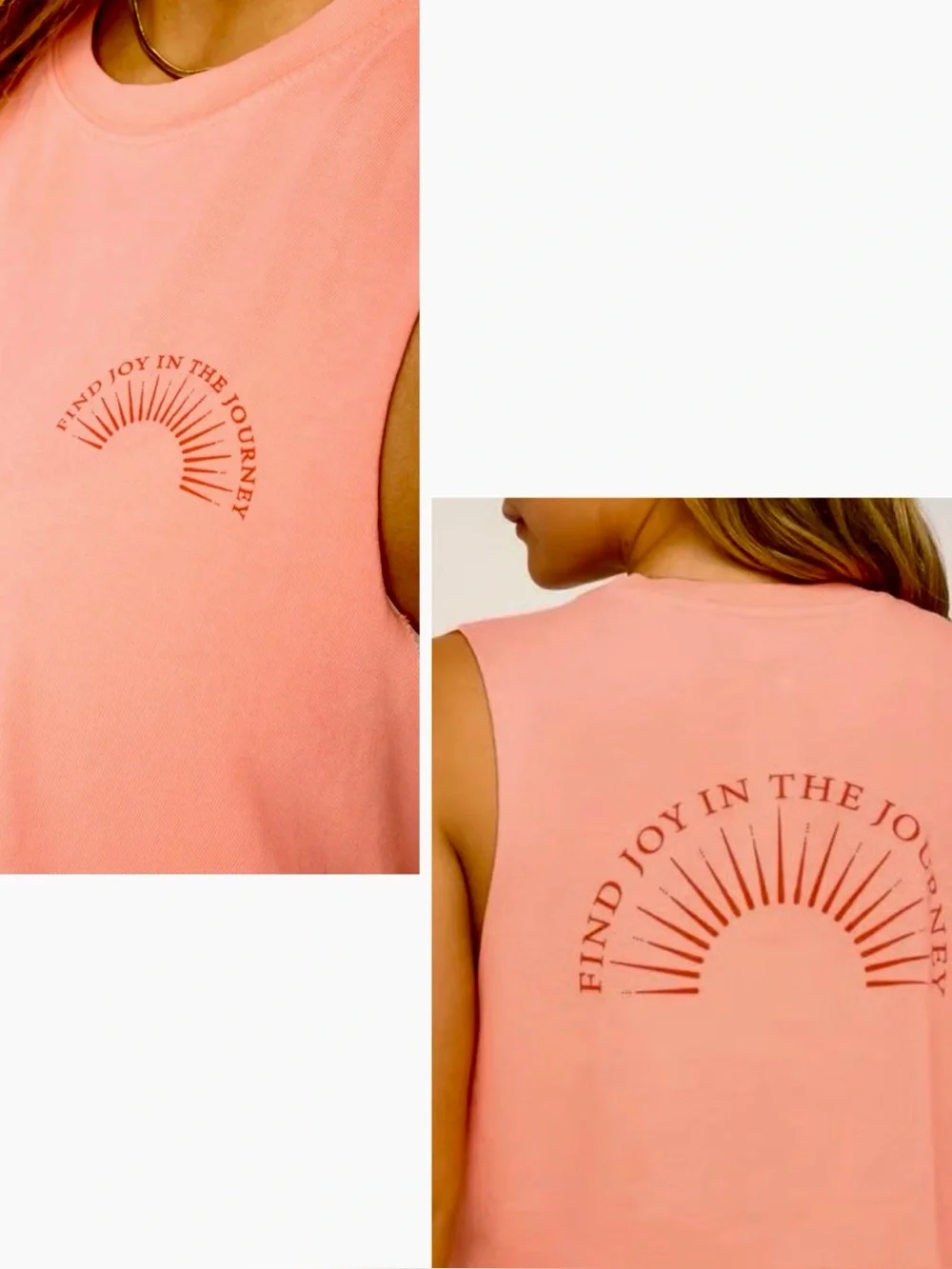 SPIRITUAL GANGSTER Coral Sleeveless Tank Top Find Joy in the Journey Tee T-Shirt